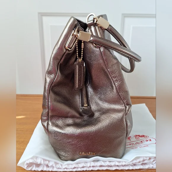 COACH Madison Phoebe Shoulder Bag Metallic Gold Bronze Leather Slouchy Hobo NEW - Picture 7 of 16